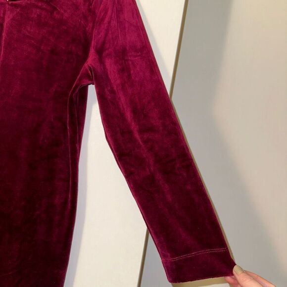Talbots Women’s Velvet Long Sleeve Tunic Dark Raspberry Pink Red Size MP NWT - Picture 4 of 11